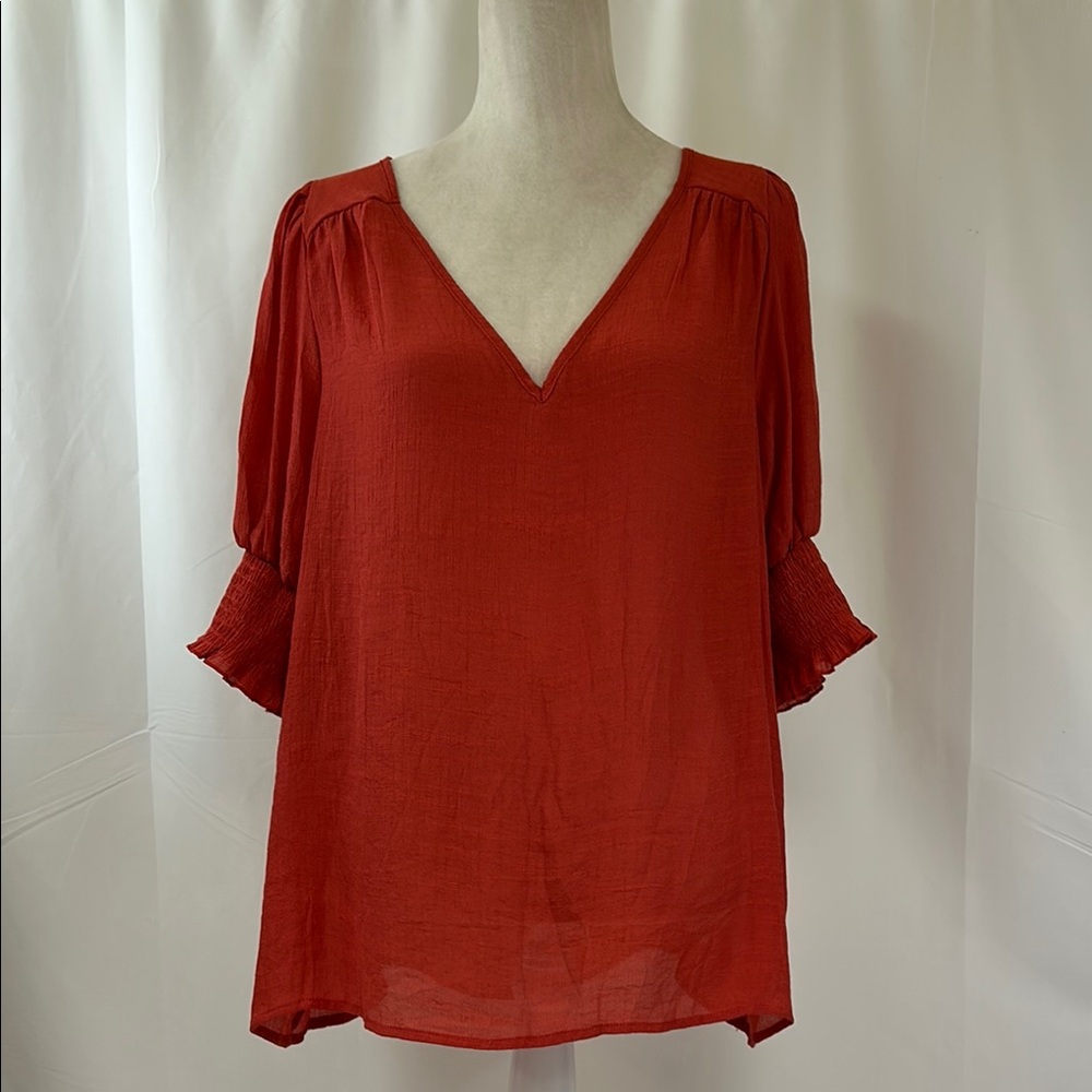SHEIN Curve Women’s Rust V-Neck Blouse Size 1XL